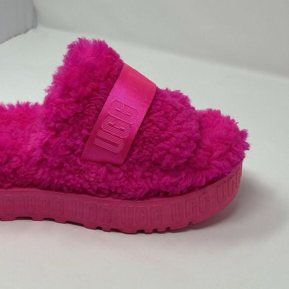 UGG Fluffita Platform Women Fur Slide Slippers Pink Size 7 Sheepskin STORE MODEL - Picture 8 of 16